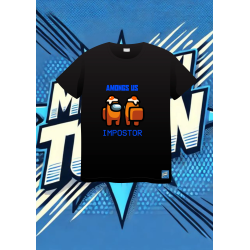 Camiseta Negra Among Us Naranja Impostor | camiseta anime