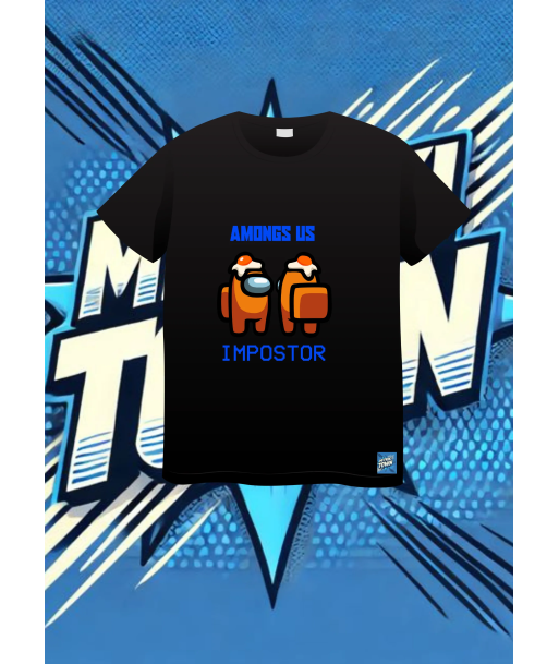 Camiseta Negra Among Us Naranja Impostor | camiseta anime