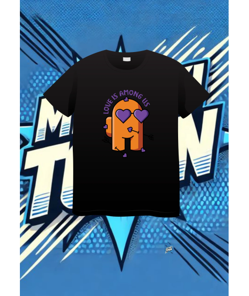 Camiseta Negra Among Us Naranja Impostor | camiseta anime