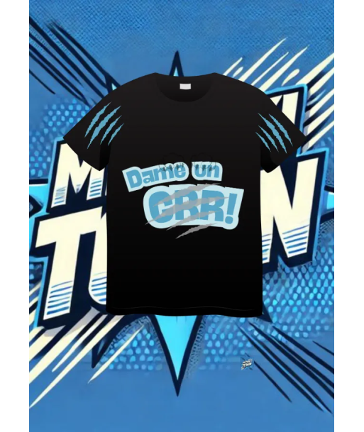 Camiseta Negra Dame Un Grrr Arañazo Azul | camiseta anime