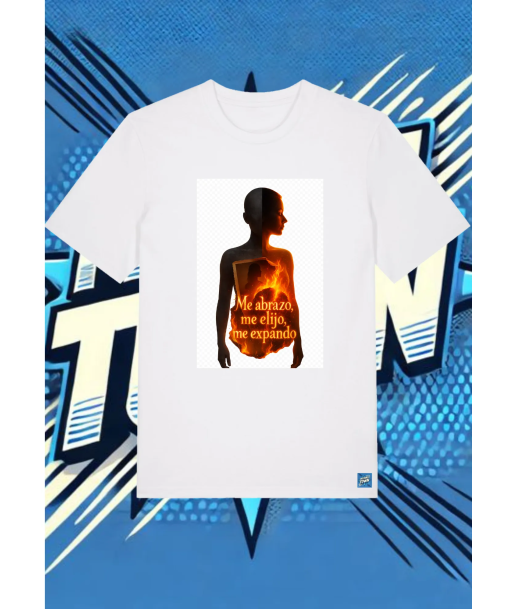 Camiseta Blanca Me Abrazo Me Elijo Me Expando Fuego | camiseta anime
