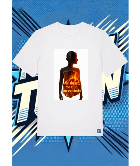 Camiseta Blanca Me Abrazo Me Elijo Me Expando Fuego | camiseta anime