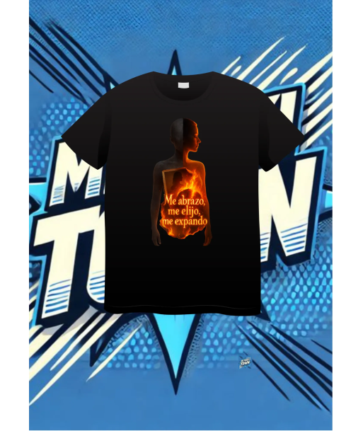 Camiseta Negra Me Abrazo Me Elijo Me Expando Fuego | camiseta anime