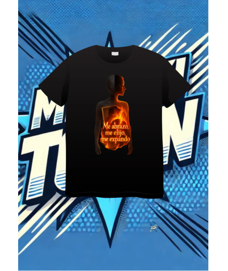 Camiseta Negra Me Abrazo Me Elijo Me Expando Fuego | camiseta anime