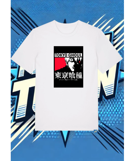 Camiseta Blanca Tokyo Ghoul Frontal Kaneki2 | camiseta anime