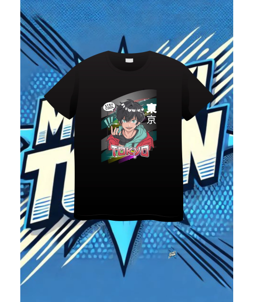 Camiseta Negra Cool Anime Boy | camiseta anime