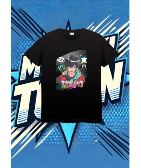 Camiseta Negra Cool Anime Boy | camiseta anime