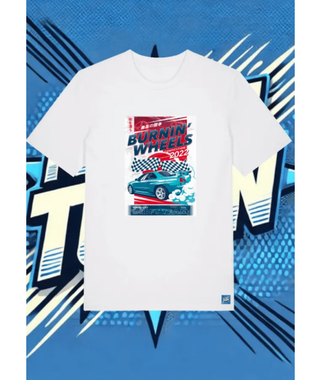 Camiseta Blanca Burnin Wheels1 | camiseta anime