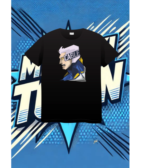 Camiseta Negra Cable Rostro Cable1 | camiseta anime