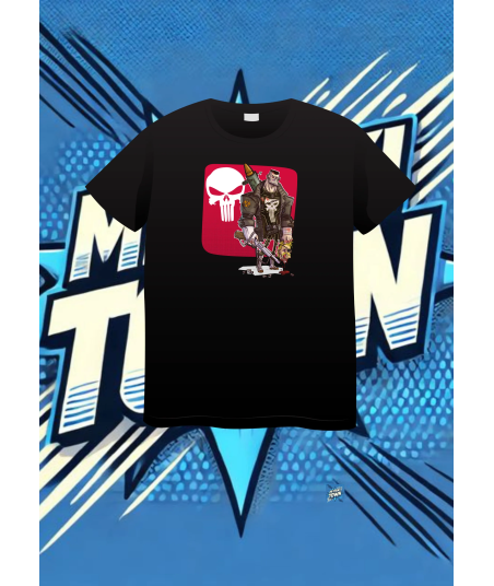 Camiseta Negra Punisher Caricatura Punisher1 | camiseta anime