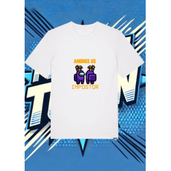 Camiseta Blanca Among Us Azul Impostor | camiseta anime