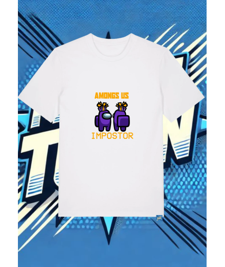 Camiseta Blanca Among Us Azul Impostor | camiseta anime