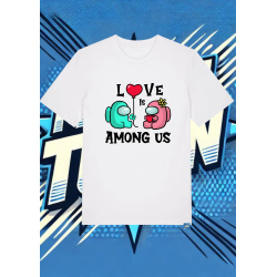 Camiseta Blanca Among Us Azul Rosa Impostor | camiseta anime