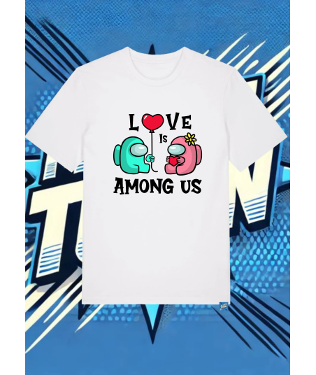 Camiseta Blanca Among Us Azul Rosa Impostor | camiseta anime
