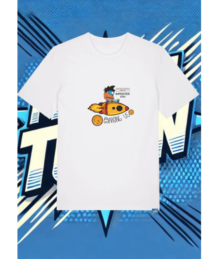 Camiseta Blanca Among Us Goku Cohete Impostor | camiseta anime