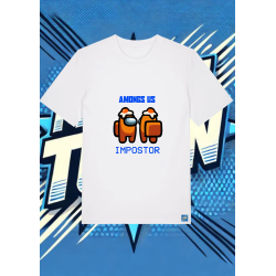 Camiseta Blanca Among Us Naranja Impostor | camiseta anime