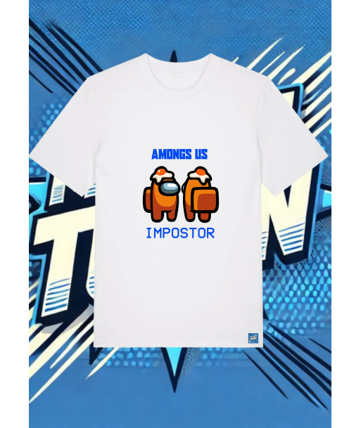 Camiseta Blanca Among Us Naranja Impostor | camiseta anime