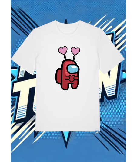 Camiseta Blanca Among Us Rojo Impostor | camiseta anime