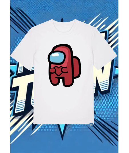 Camiseta Blanca Among Us Rojo Impostor | camiseta anime
