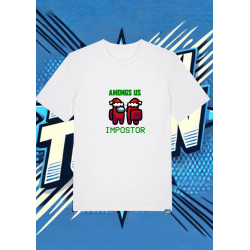 Camiseta Blanca Among Us Rojo Impostor | camiseta anime