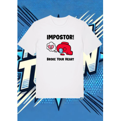 Camiseta Blanca Among Us Rojo Impostor | camiseta anime