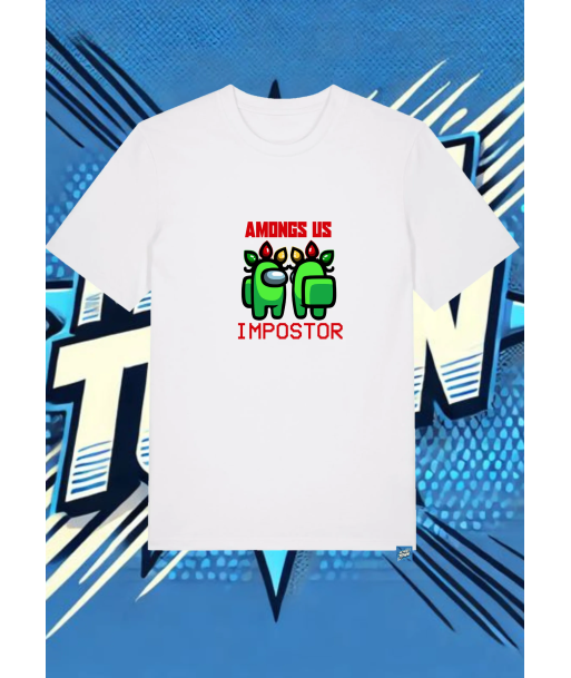 Camiseta Blanca Among Us Verde Impostor | camiseta anime