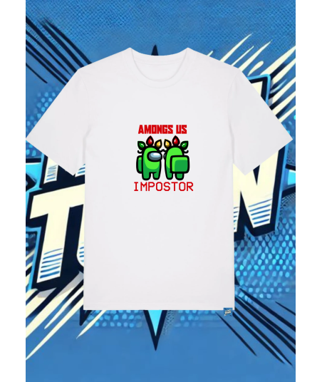 Camiseta Blanca Among Us Verde Impostor | camiseta anime