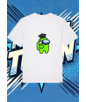Camiseta Blanca Among Us Verde Impostor | camiseta anime
